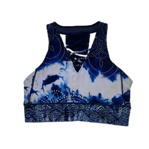 🌷Nanette Lepore Blue and White Racerback Sports Bra
